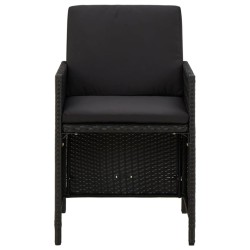 Ensemble à manger de jardin coussins 9pcs Résine tressée Noir 