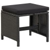 Ensemble à manger de jardin coussins 9pcs Résine tressée Noir 
