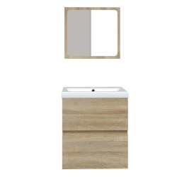 Armoire lavabo de salle de bain bassin et miroir Chêne sonoma 