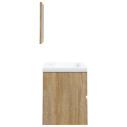 Armoire lavabo de salle de bain bassin et miroir Chêne sonoma 