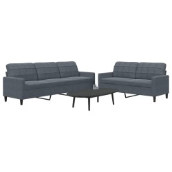 Ensemble de canapés 2 pcs avec coussins Gris foncé Velours 
