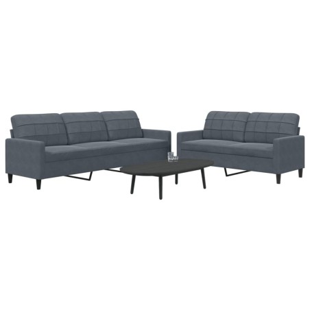 Ensemble de canapés 2 pcs avec coussins Gris foncé Velours 