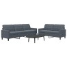 Ensemble de canapés 2 pcs avec coussins Gris foncé Velours 