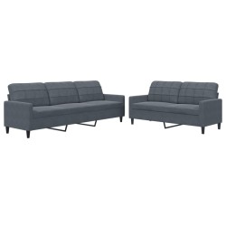 Ensemble de canapés 2 pcs avec coussins Gris foncé Velours 