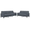 Ensemble de canapés 2 pcs avec coussins Gris foncé Velours 