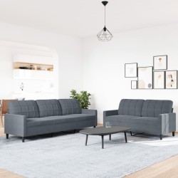Ensemble de canapés 2 pcs avec coussins Gris foncé Velours 
