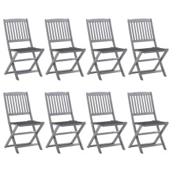 Chaises pliables d'extérieur lot de 8 et coussins Bois d'acacia 