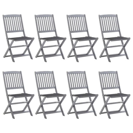 Chaises pliables d'extérieur lot de 8 et coussins Bois d'acacia 