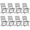 Chaises pliables d'extérieur lot de 8 et coussins Bois d'acacia 