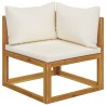 Salon de jardin 5 pcs avec coussin Crème Bois d'acacia solide 