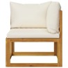 Salon de jardin 5 pcs avec coussin Crème Bois d'acacia solide 