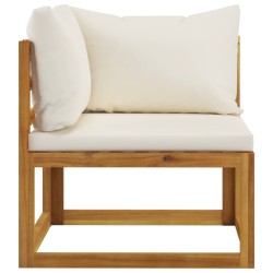 Salon de jardin 5 pcs avec coussin Crème Bois d'acacia solide 