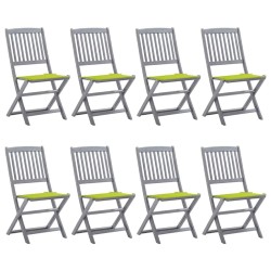 Chaises pliables d'extérieur lot de 8 et coussins Bois d'acacia 