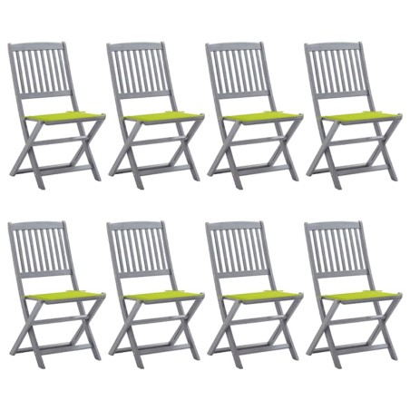 Chaises pliables d'extérieur lot de 8 et coussins Bois d'acacia 