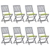 Chaises pliables d'extérieur lot de 8 et coussins Bois d'acacia 