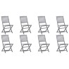 Chaises pliables d'extérieur lot de 8 et coussins Bois d'acacia 