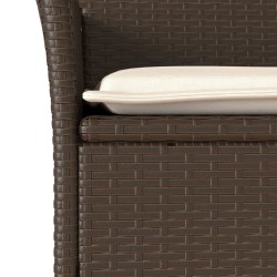 Ensemble à manger de jardin et coussins 5pcs marron rotin verre 