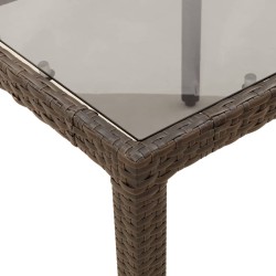 Ensemble à manger de jardin et coussins 5pcs marron rotin verre 
