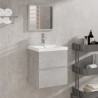 Armoire lavabo de salle de bain et bassin et miroir Gris béton 