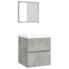 Armoire lavabo de salle de bain et bassin et miroir Gris béton 
