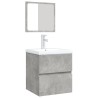 Armoire lavabo de salle de bain et bassin et miroir Gris béton 