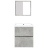 Armoire lavabo de salle de bain et bassin et miroir Gris béton 