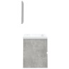 Armoire lavabo de salle de bain et bassin et miroir Gris béton 