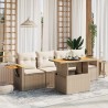Salon de jardin avec coussins 5 pcs beige résine tressée 