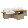 Salon de jardin avec coussins 5 pcs beige résine tressée 