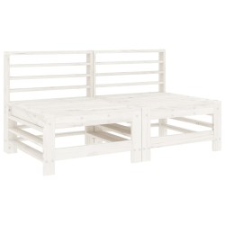 Salon de jardin 6 pcs Blanc Bois de pin massif 