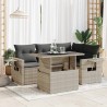 Salon de jardin 5 pcs avec coussins gris clair résine tressée 