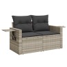 Salon de jardin 5 pcs avec coussins gris clair résine tressée 