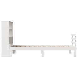 Lit bibliothèque sans matelas blanc 90x200cm bois de pin massif 