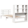 Lit bibliothèque sans matelas blanc 90x200cm bois de pin massif 