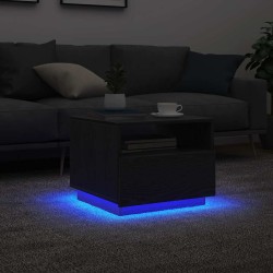 Table basse avec lumières LED chêne noir 50x49x40 cm 