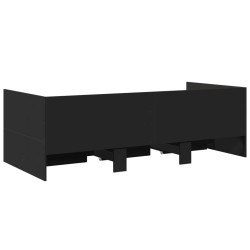 Lit de jour avec tiroirs sans matelas noir 100x200 cm 