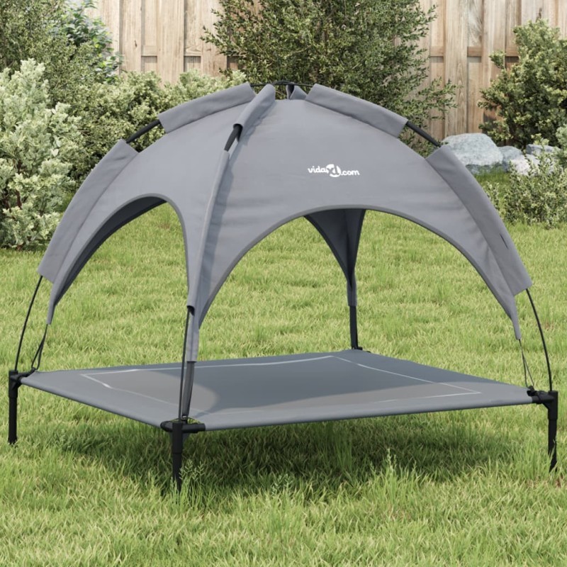 Lit pour chien avec auvent anthracite tissu Oxford et acier 