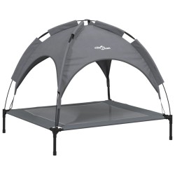 Lit pour chien avec auvent anthracite tissu Oxford et acier 