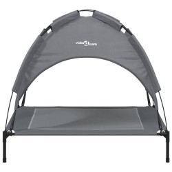 Lit pour chien avec auvent anthracite tissu Oxford et acier 