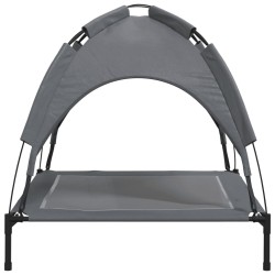 Lit pour chien avec auvent anthracite tissu Oxford et acier 