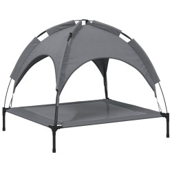 Lit pour chien avec auvent anthracite tissu Oxford et acier 