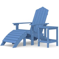 Chaise de jardin Adirondack repose-pied table PEHD Bleu aqua 