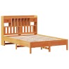 Lit bibliothèque sans matelas cire marron 135x190 cm pin massif 