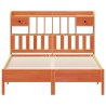 Lit bibliothèque sans matelas cire marron 135x190 cm pin massif 