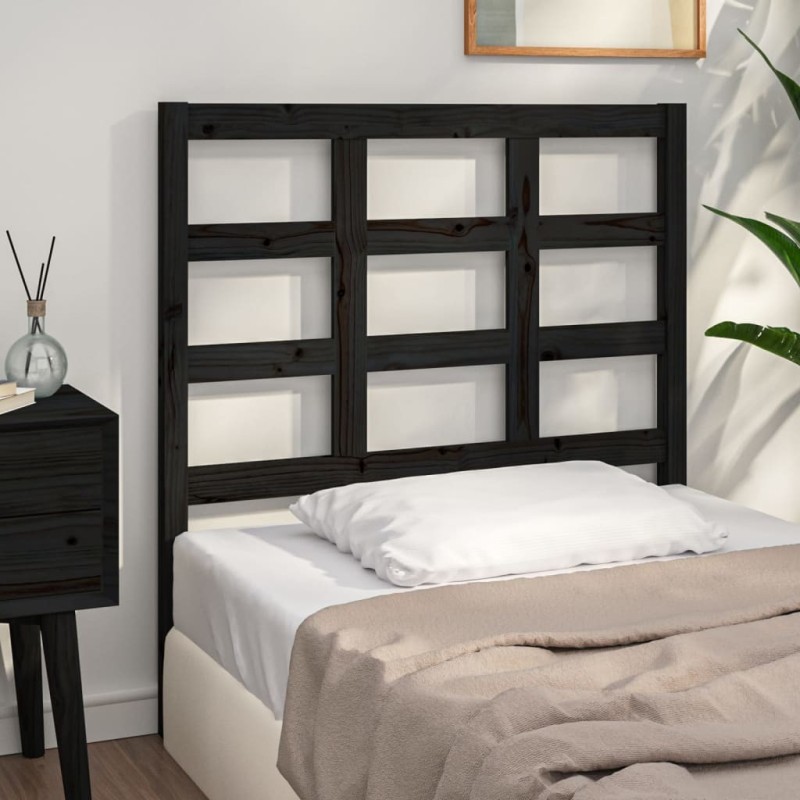 Tête de lit Noir 105,5x4x100 cm Bois massif de pin Tête de lit Noir 105,5x4x100 cm Bois massif de pin