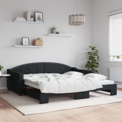 Lit de jour avec gigogne sans matelas noir 100x200 cm 