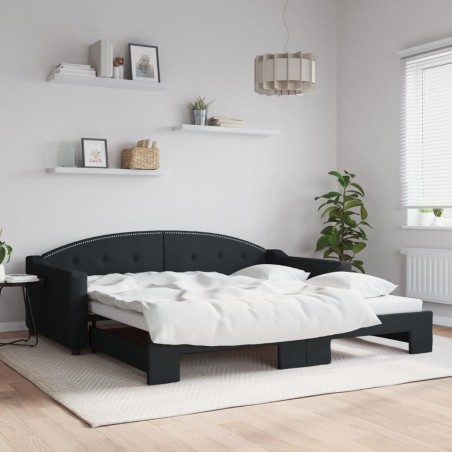 Lit de jour avec gigogne sans matelas noir 100x200 cm 
