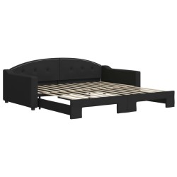 Lit de jour avec gigogne sans matelas noir 100x200 cm 