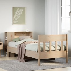 Lit bibliothèque sans matelas 90x200 cm bois de pin massif 