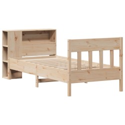 Lit bibliothèque sans matelas 90x200 cm bois de pin massif 